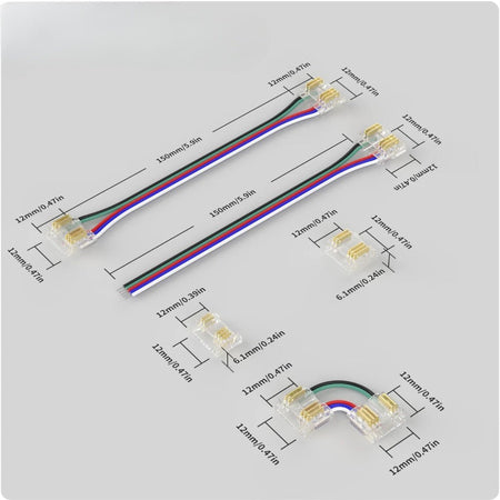 12mm 5 - Pin Connectors Kit for RGBW COB LED Strip Light IP20 - House of LEDS