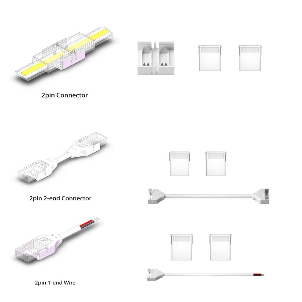 8mm 2 - Pin DC IP68 Connectors for Single COB LED Strip Light - House of LEDS