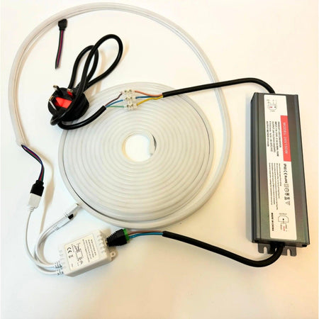 Mini RGB Neon Flex 6x12mm 12V IP65 Waterproof 5cm cut 5m Kit - House of LEDS