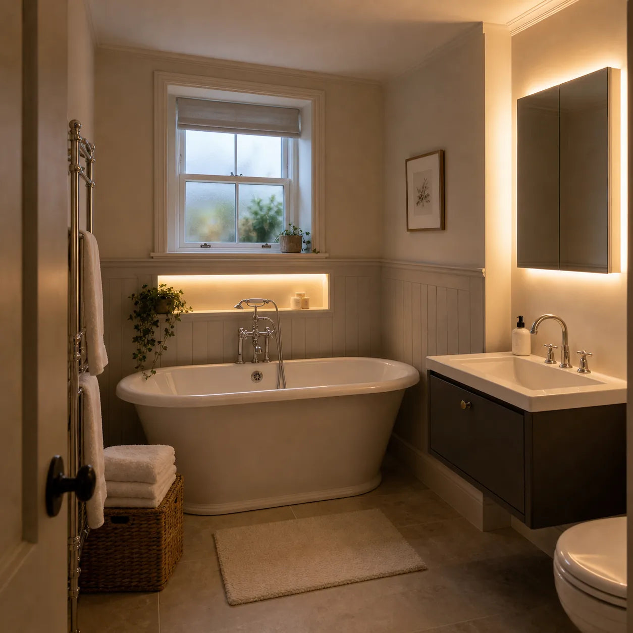 10x10mm LED neon flex in heritage bathroom