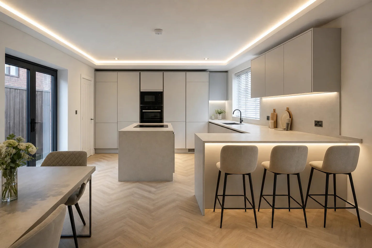 24V COB LED strip in modern kitchen coving