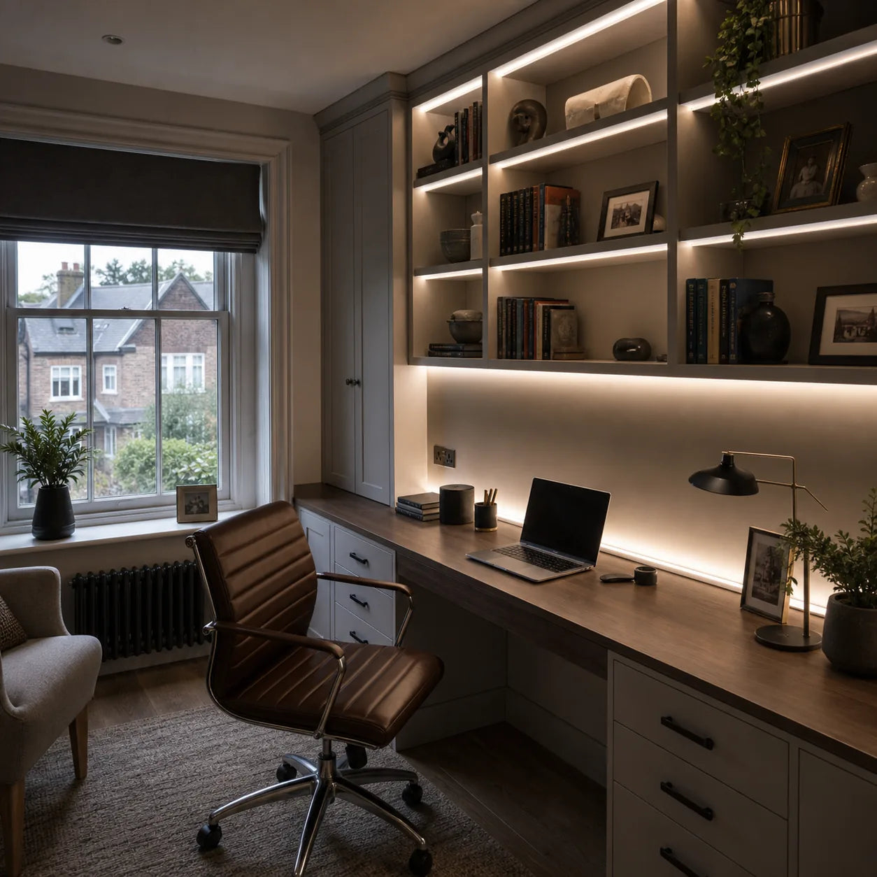 4x8mm LED neon flex in home office shelves