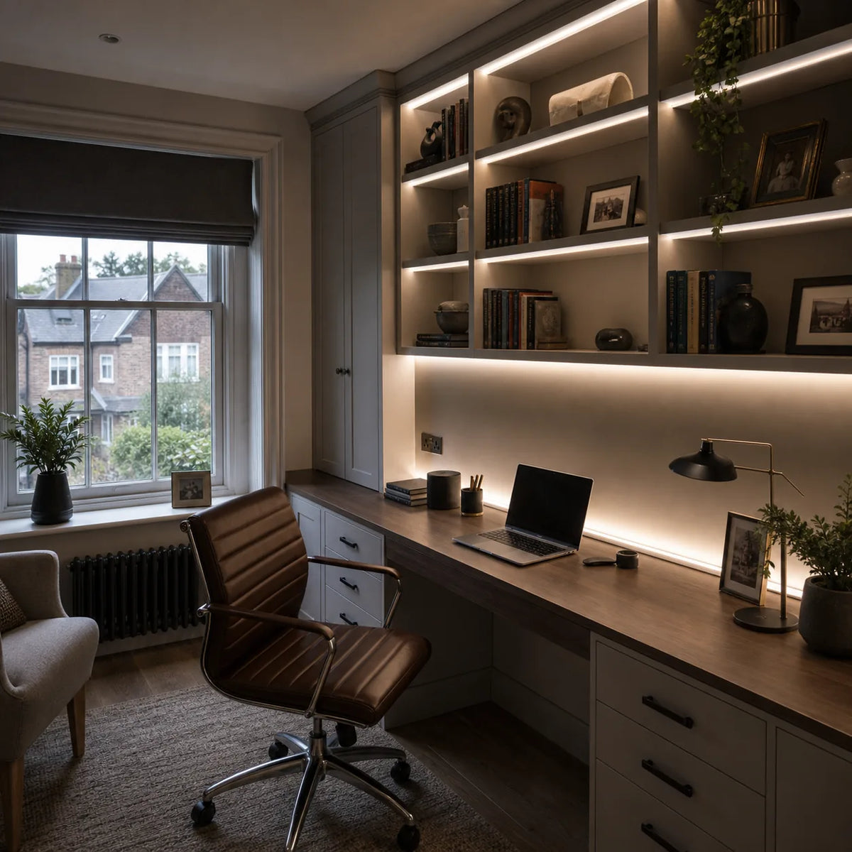 4x8mm LED neon flex in home office shelves