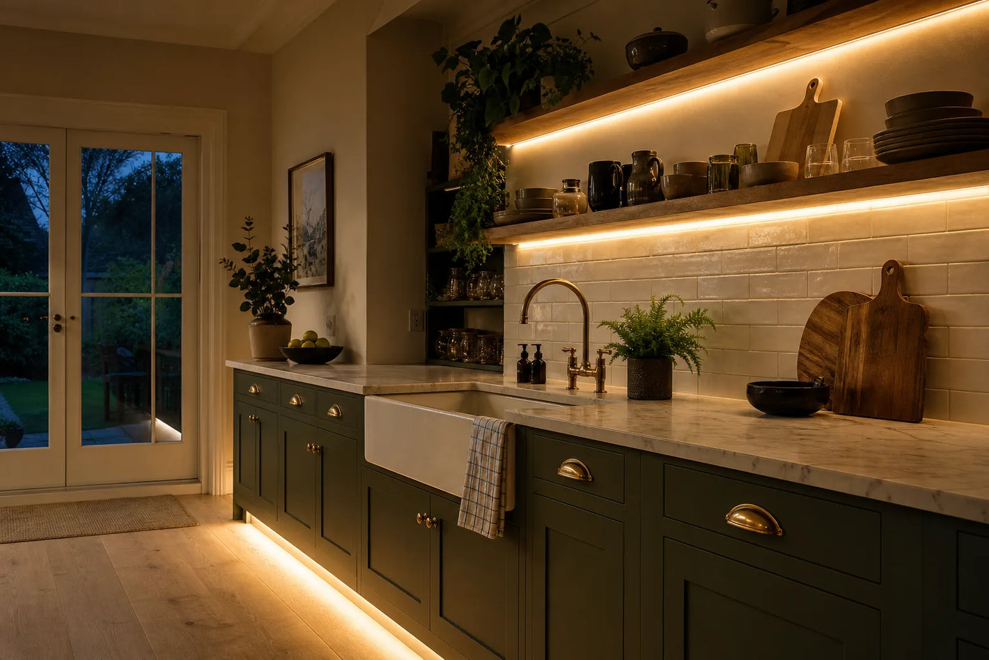 6x12mm LED neon flex in kitchen shelf and plinth