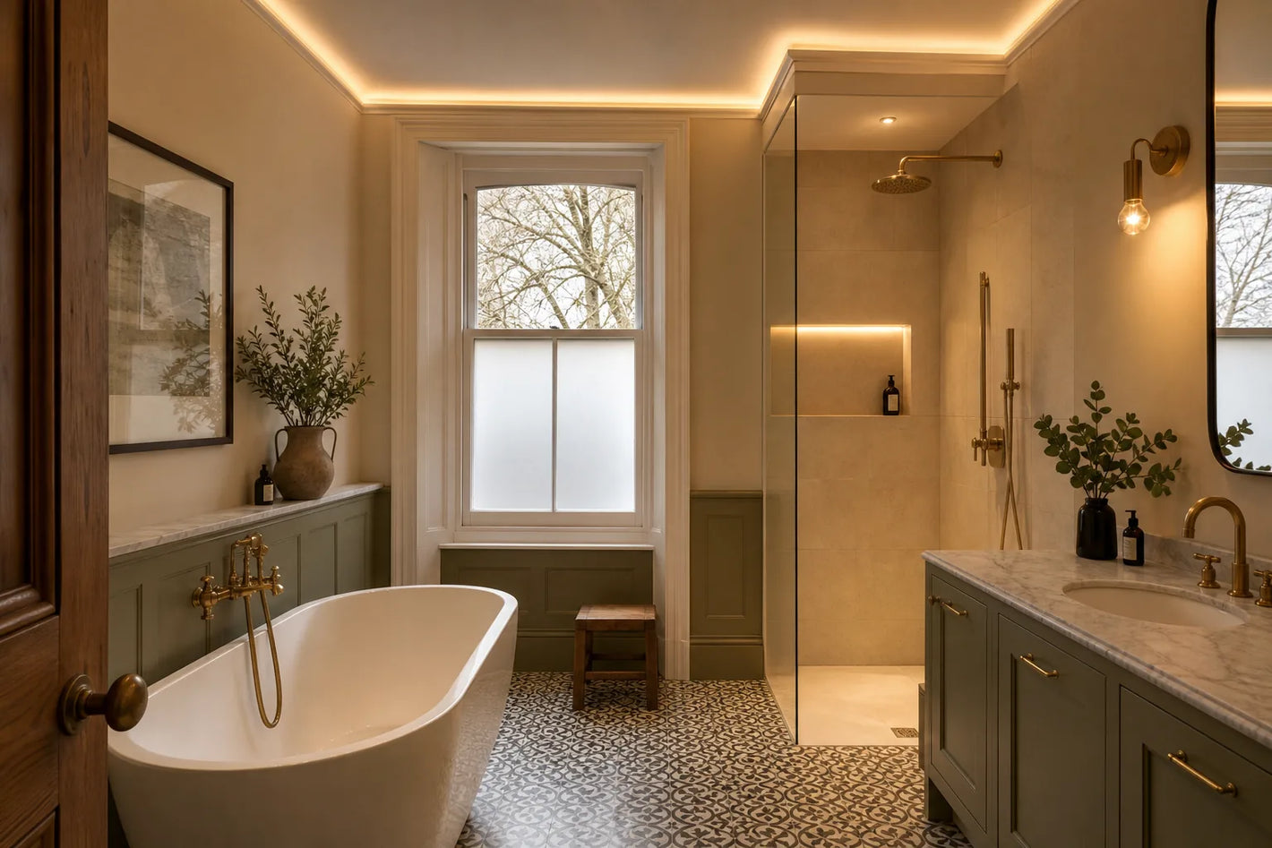Bathroom LED coving and shower niche lighting