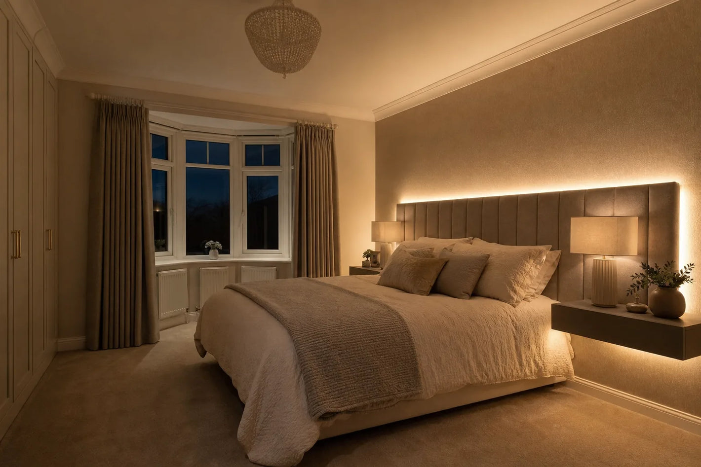 Bedroom LED headboard backlight