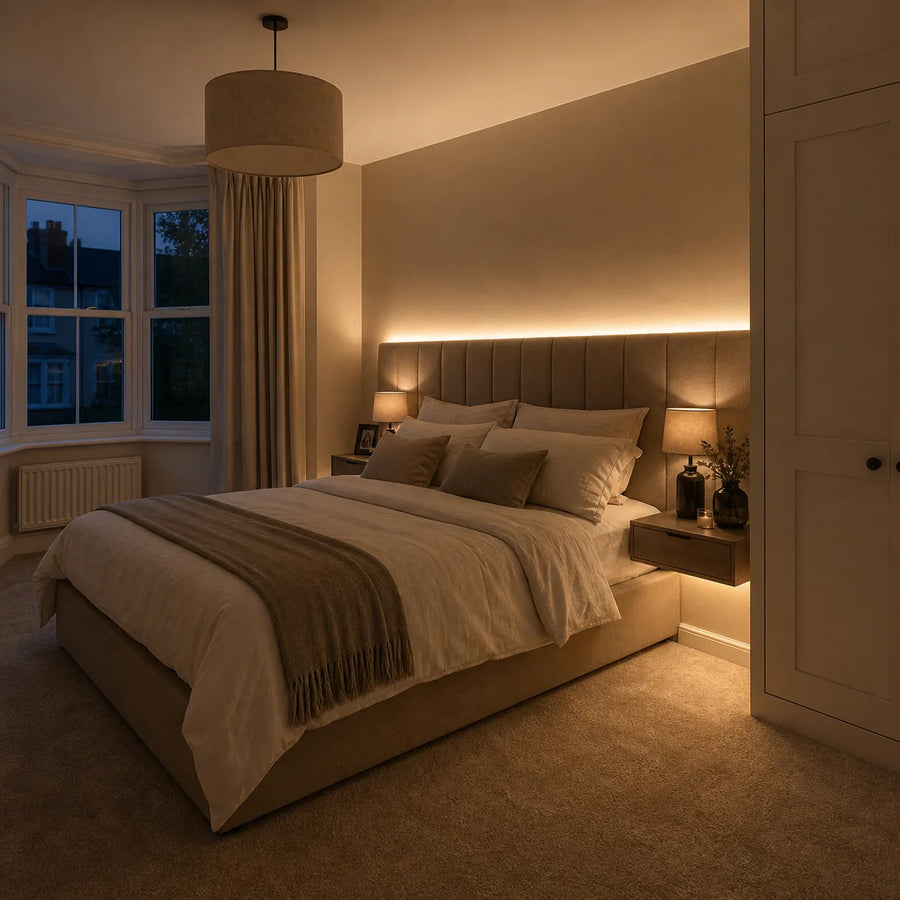 RGB LED strip in bedroom mood lighting