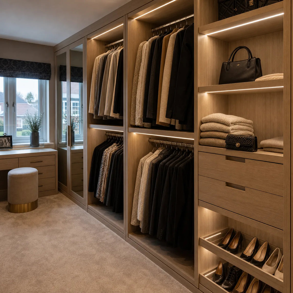 Walk-in wardrobe LED lighting