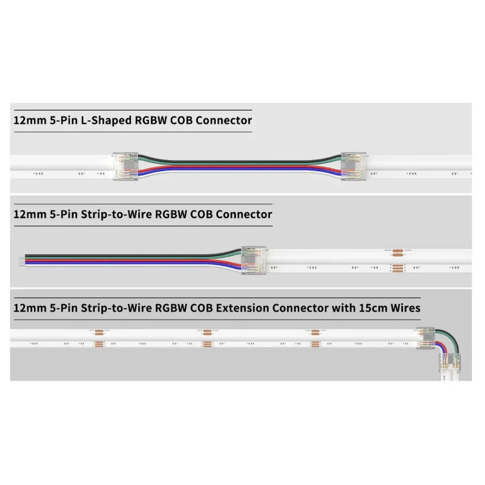 12mm 5-Pin Connectors Kit for RGBW COB LED Strip Light IP20 — view 2 — House of LEDs UK
