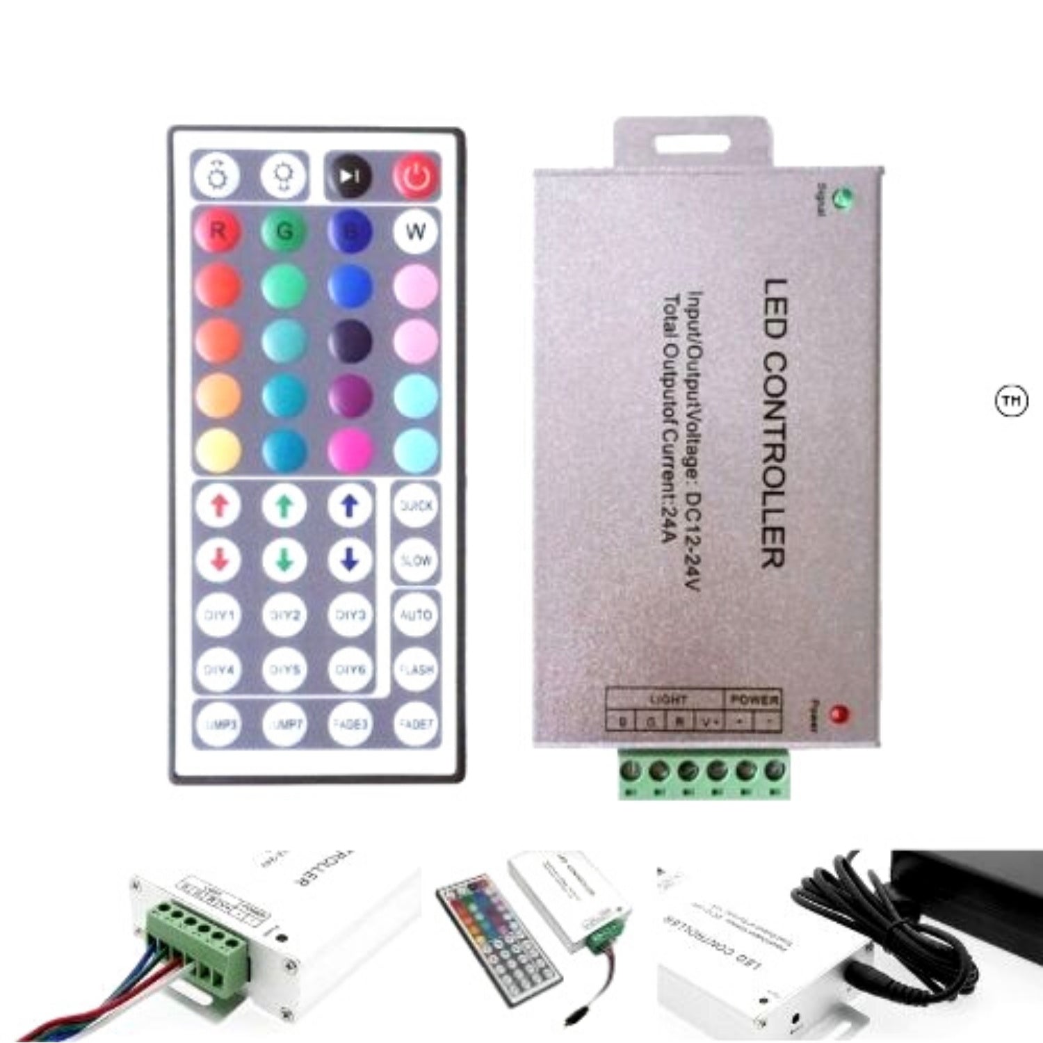 12V/24V 24A RGB LED Strip Controller with IR 44 Key Remote For RGB SMD 5050 3528 - House of LEDS