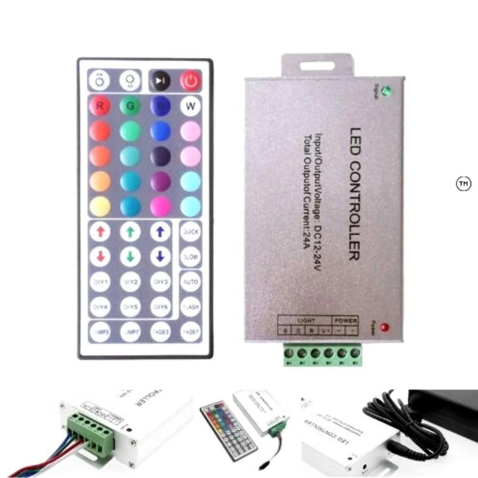 12V/24V 24A RGB LED Strip Controller with IR 44 Key Remote For RGB SMD 5050 3528 — House of LEDs UK
