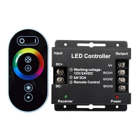 12V/24V RGB LED Strip Controller with Touch RF Remote 18A 3 Channel — House of LEDs UK