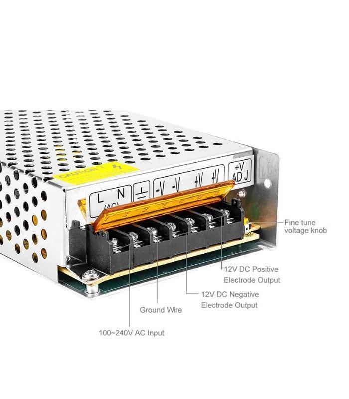 150W DC12 Switch LED Power Supply Transformer IP20 Non-Waterproof — view 2 — House of LEDs UK
