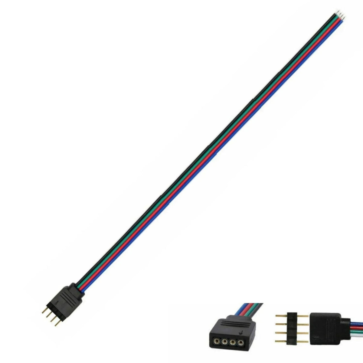 4 Pin RGB LED Strip & Neon Flex Connector 12V/ 24V with 0.5m Extension Cable — House of LEDs UK