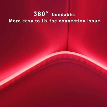 Red LED Neon Flex 220V 240V 8x16mm 120LEDs/m IP67 Waterproof with UK Plug - ATOM LED