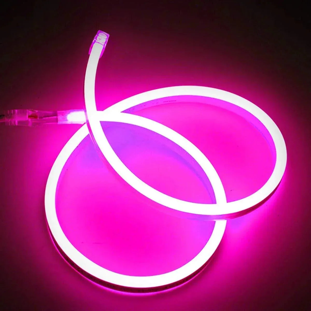 Pink LED Neon Flex 220V 240V 8x16mm 120LEDs/m IP67 Waterproof with UK Plug - ATOM LED