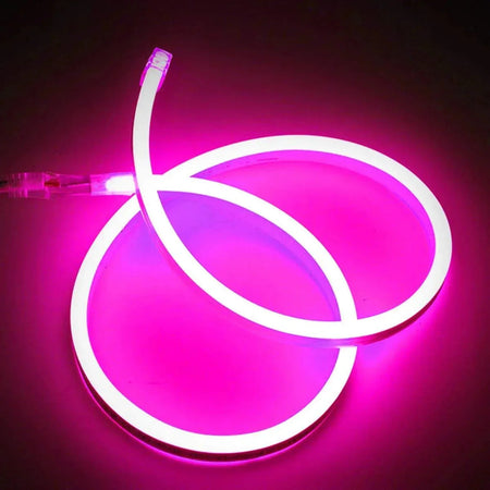 Pink LED Neon Flex 220V 240V 8x16mm 120LEDs/m IP67 Waterproof with UK Plug - ATOM LED