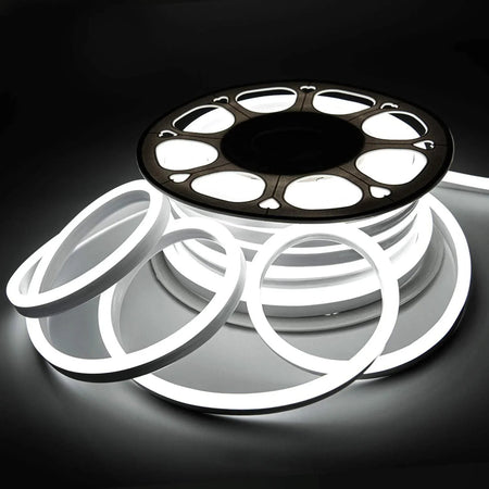 Cool White LED Neon Flex Wireless 8x16mm 120LEDs/m 220V 240V IP65 Waterproof with UK Plug - ATOM LED
