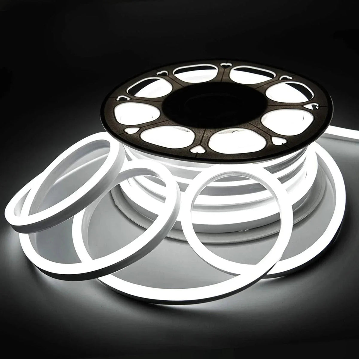 Cool White LED Neon Flex 220V 240V 8x16mm 120LEDs/m IP67 Waterproof with UK Plug - ATOM LED