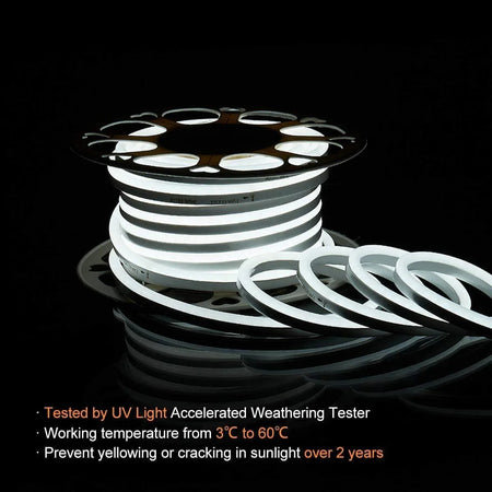 Cool White LED Neon Flex Wireless 8x16mm 120LEDs/m 220V 240V IP65 Waterproof with UK Plug - ATOM LED