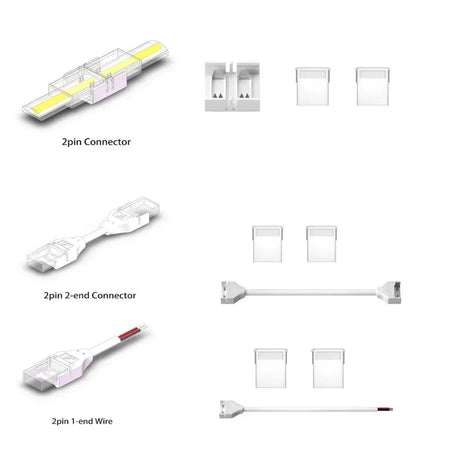 8mm 2-Pin DC IP67 Connectors for Single COB LED Strip Light — view 3 — House of LEDs UK