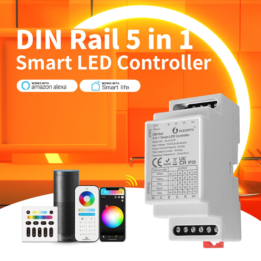 GLEDOPTO 35mm Din Rail Mount 5 in 1 Zigbee Smart Controller GL-C-011P — view 4 — House of LEDs UK