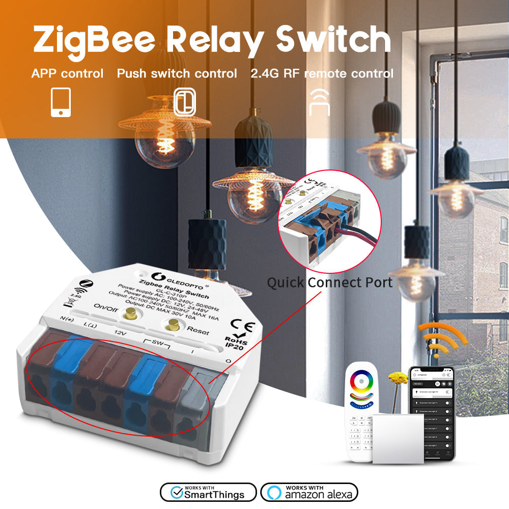 GLEDOPTO Zigbee Relay Switch AC Switch Dimmer Control Box 12V-48VDC or AC 230V GL-C-310P — view 5 — House of LEDs UK