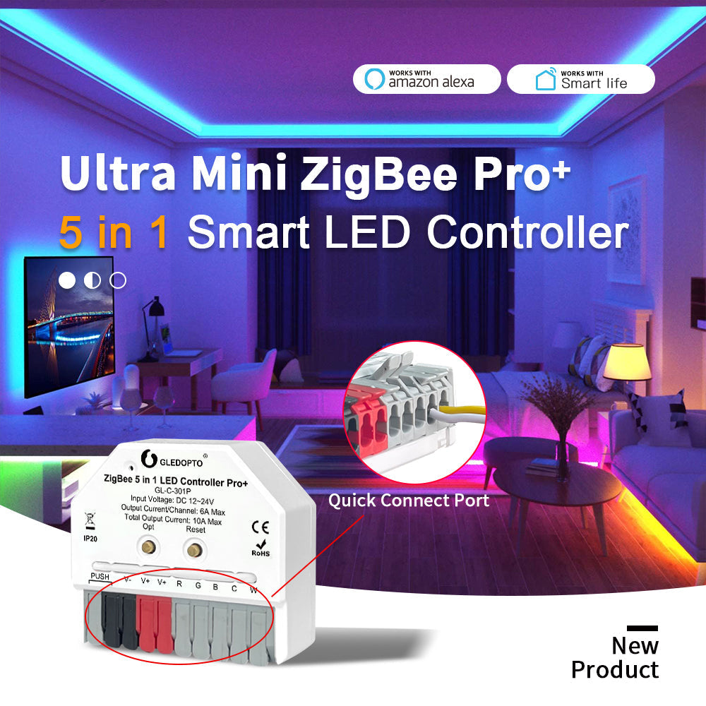 GLEDOPTO ZigBee Pro+ Ultra Mini Wi-Fi 5 in 1 LED Smart Controller GL-C-301P — view 12 — House of LEDs UK