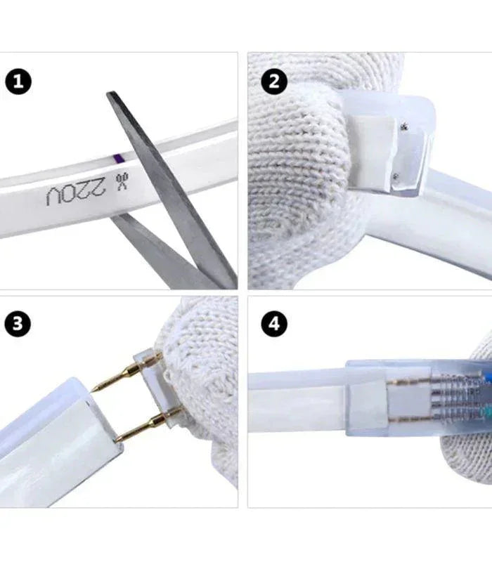 Cool White LED Neon Flex AC 220V 240V 8x16mm 120LEDs/m IP65 Waterproof with UK Plug - ATOM LED