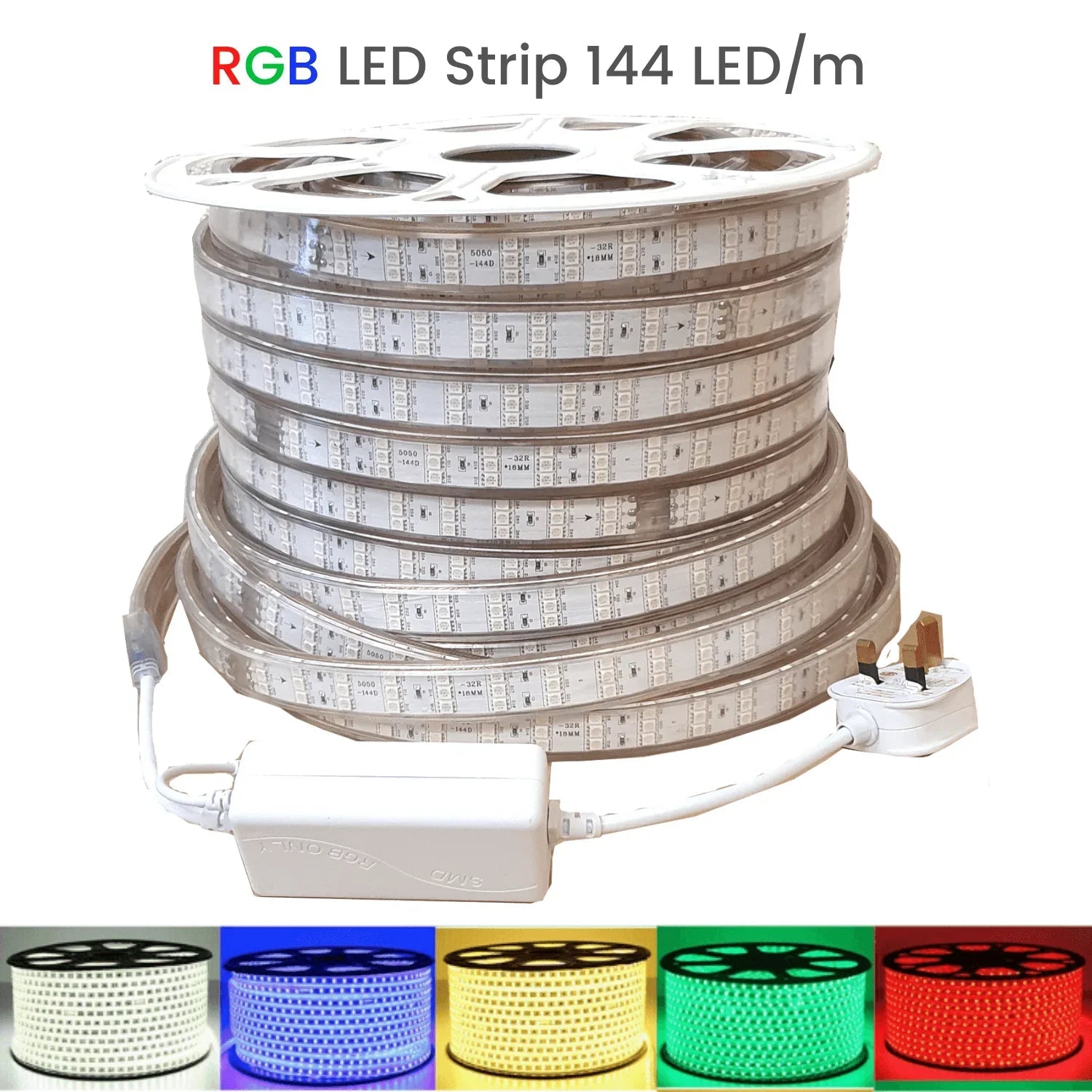 RGB LED Strip 5050 220V 240V 144LEDs/m IP67 Waterproof Full Kit - ATOM LED