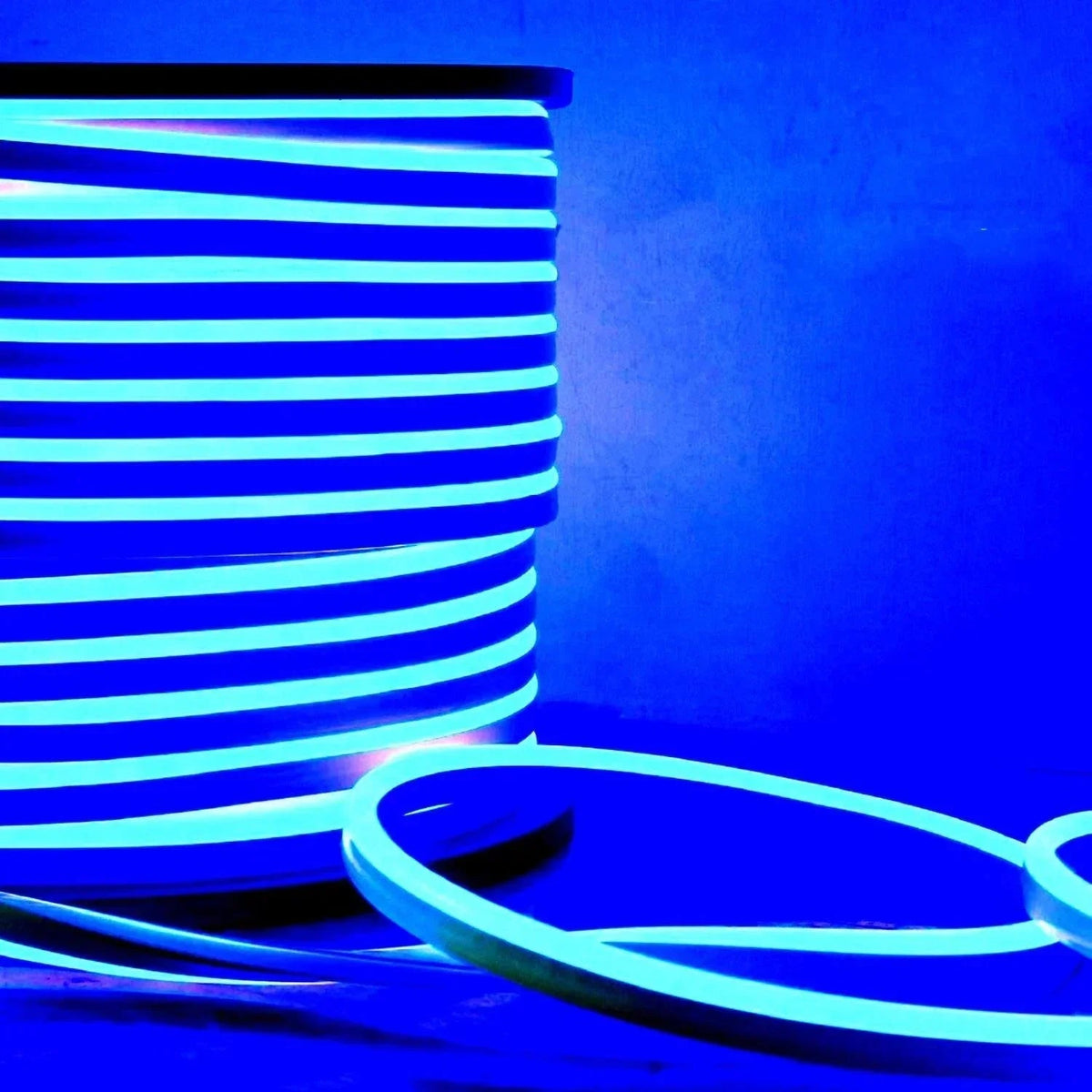 Blue LED Neon Flex AC 220V 240V 8x16mm 120LEDs/m IP65 Waterproof with UK Plug - ATOM LED