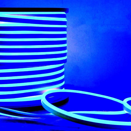 Blue LED Neon Flex AC 220V 240V 8x16mm 120LEDs/m IP65 Waterproof with UK Plug - ATOM LED
