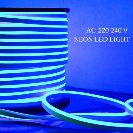 Blue LED Neon Flex 8x16mm 120LEDs/m AC 220 240V IP67 Waterproof with UK Plug - ATOM LED
