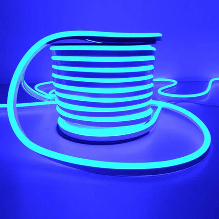 Blue LED Neon Flex AC 220V 240V 8x16mm 120LEDs/m IP65 Waterproof with UK Plug - ATOM LED