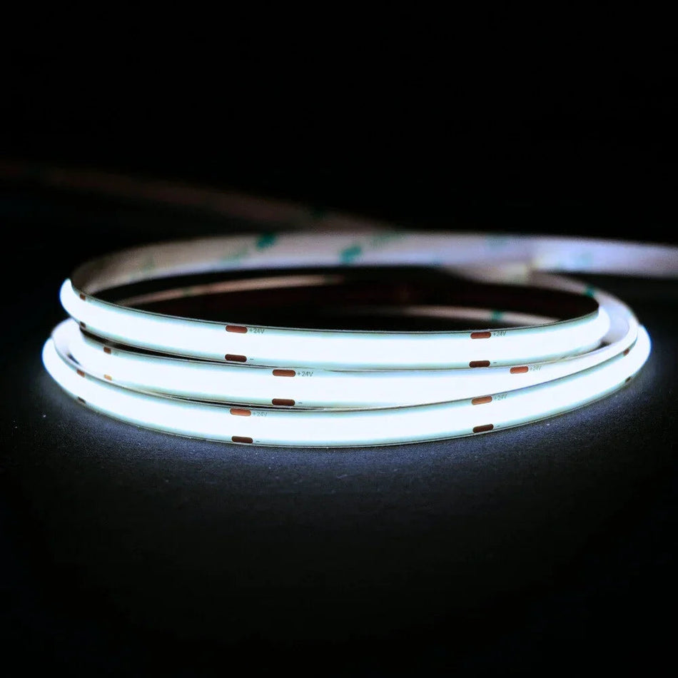 Cool White 6000K COB LED Strip 24V 480LEDs/m IP20 20m Run — House of LEDs UK