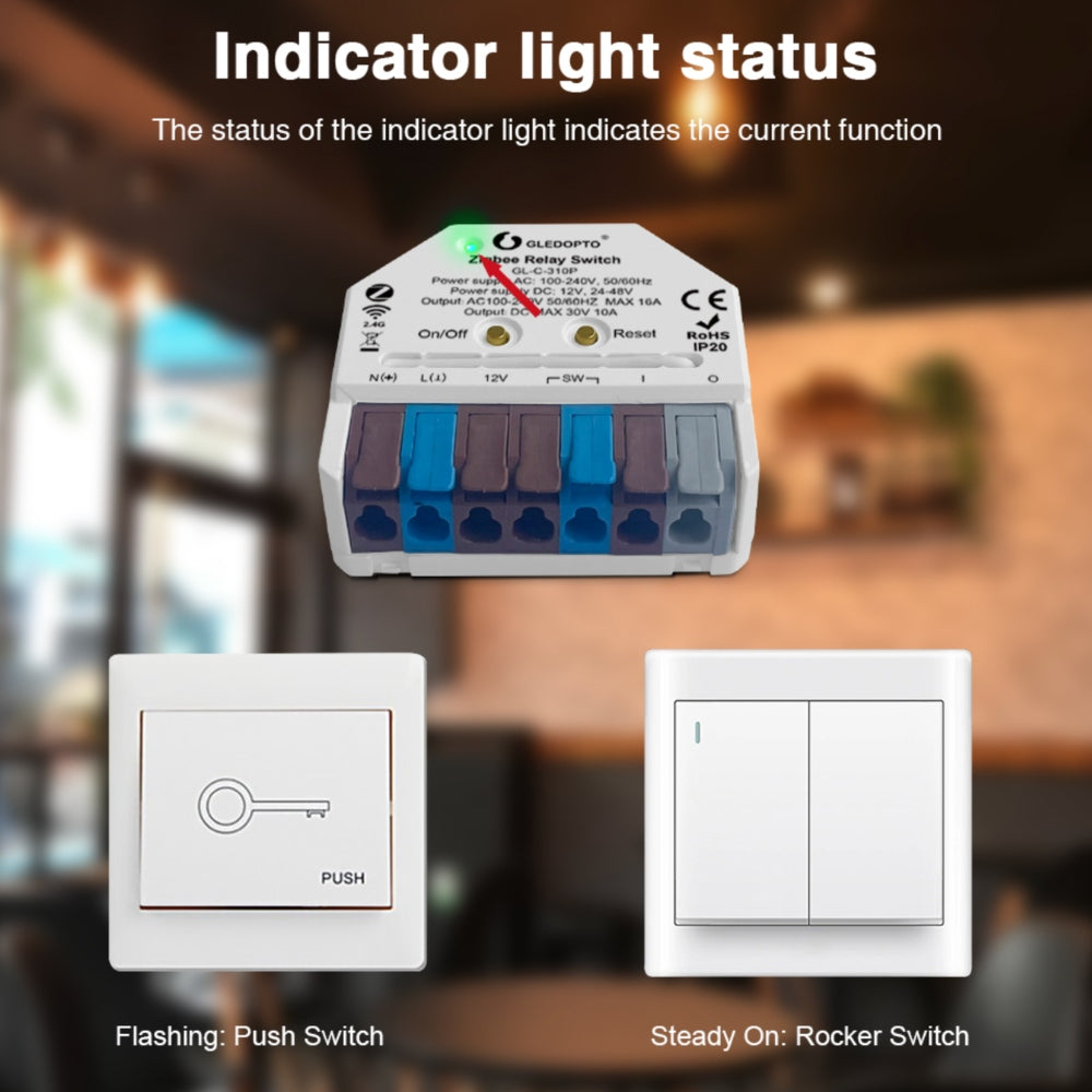 GLEDOPTO Zigbee Relay Switch AC Switch Dimmer Control Box 12V-48VDC or AC 230V GL-C-310P — view 6 — House of LEDs UK