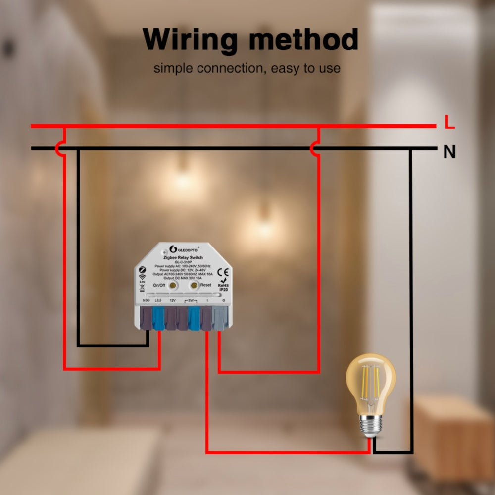GLEDOPTO Zigbee Relay Switch AC Switch Dimmer Control Box 12V-48VDC or AC 230V GL-C-310P — view 9 — House of LEDs UK