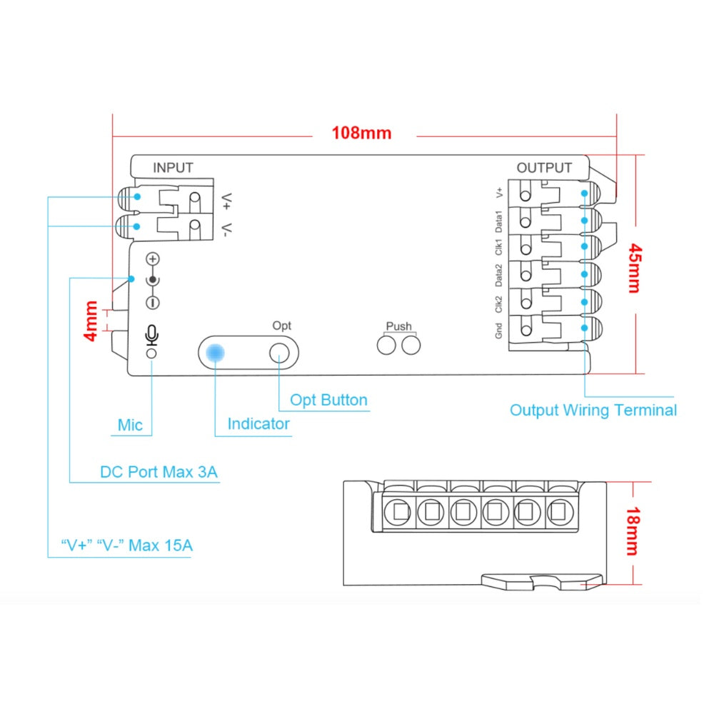 GLEDOPTO Zigbee Tuya SPI Pixel Controller RGBCCT RGBW RGB WiFi LED Controller Music Sync Work with Smart Life Google Alexa Yandex GL-SPI-206P — view 11 — House of LEDs UK