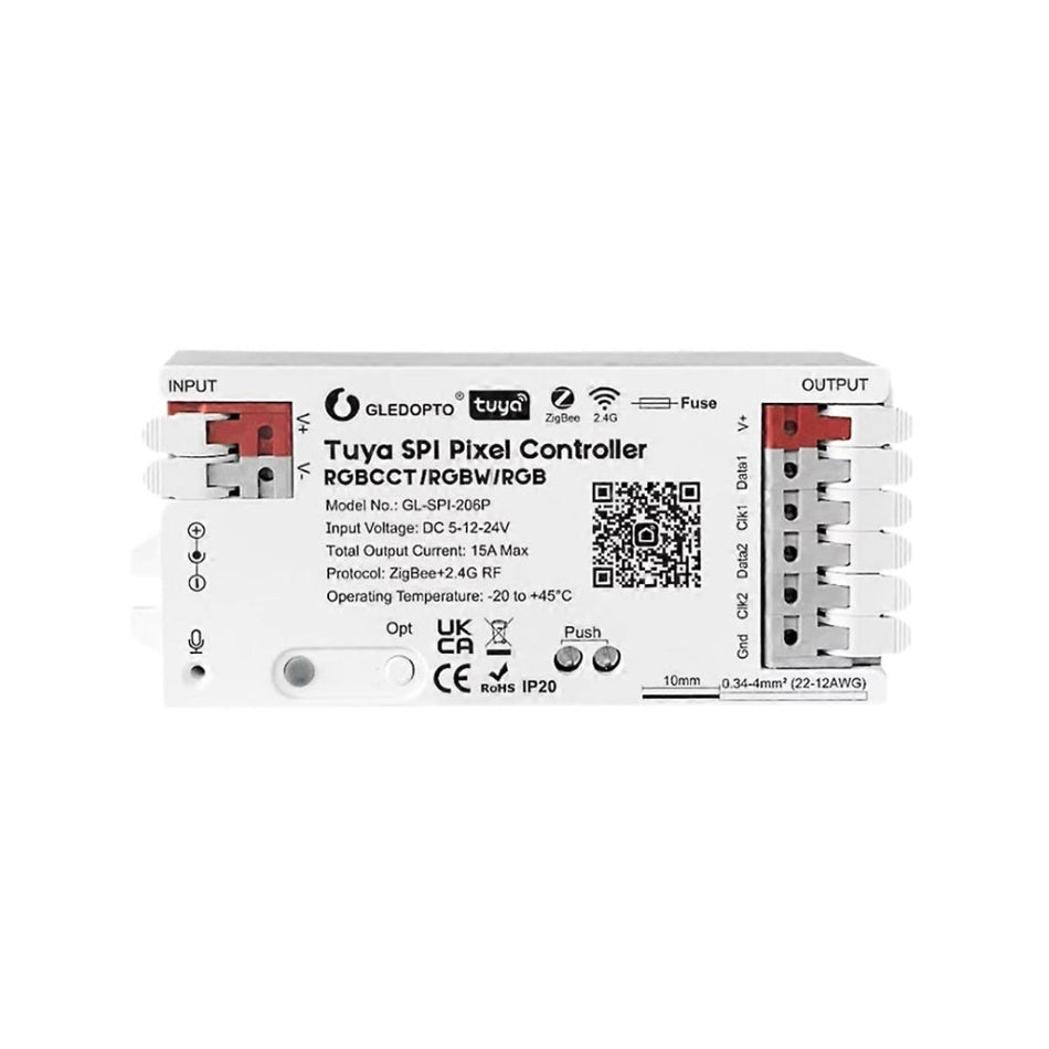 GLEDOPTO Tuya SPI Pixel Controller RGBCCT RGBW RGB WiFi LED Controller Music Sync Work with Smart Life Google Alexa Yandex GL-SPI-206W — House of LEDs UK
