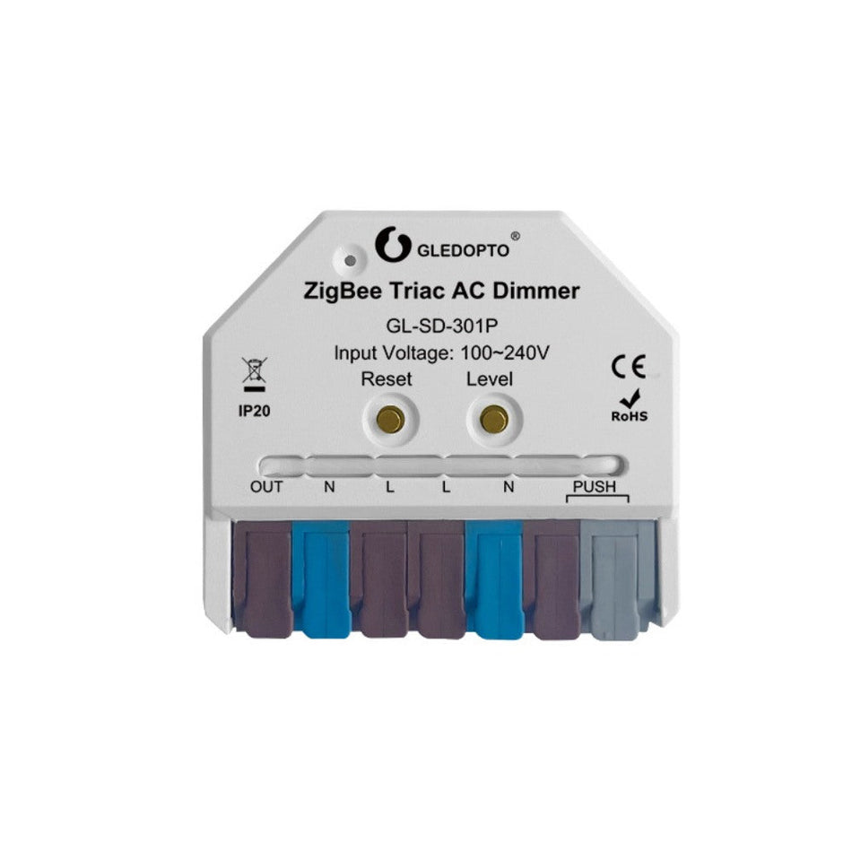 GLEDOPTO ZigBee AC Triac In-Wall Dimmer Control Box with Button GL-SD-301P