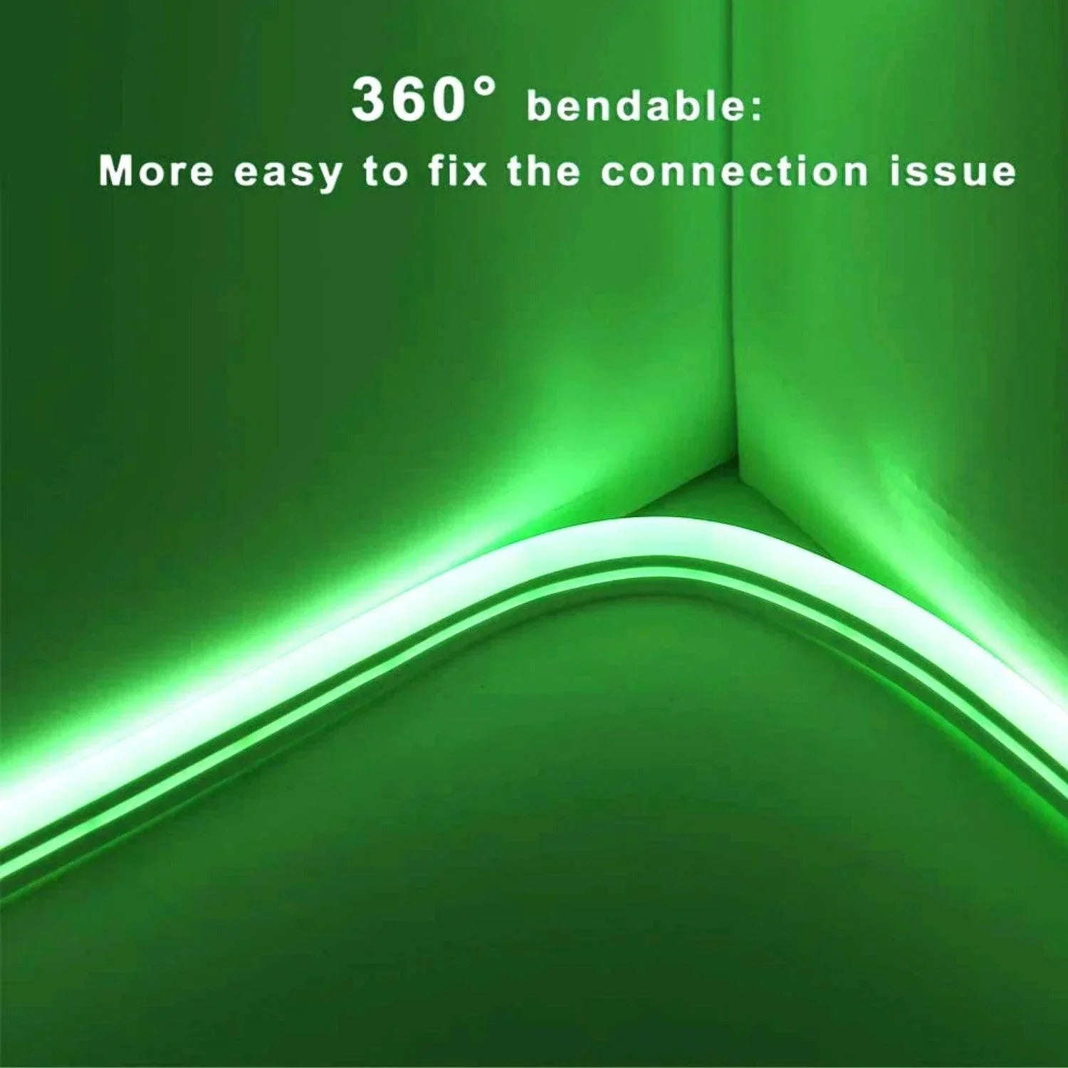 Green LED Neon Flex 220V 240V 8x16mm 120LEDs/m IP67 Waterproof with UK Plug - ATOM LED