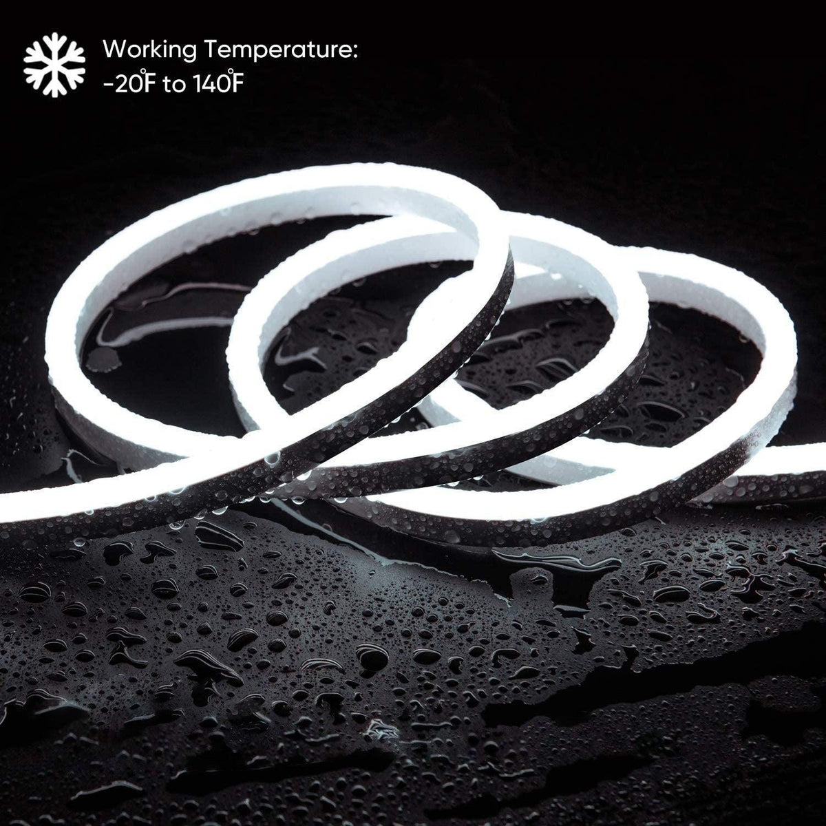 Cool White LED Neon Flex 220V 240V 8x16mm 120LEDs/m IP67 Waterproof with UK Plug - ATOM LED