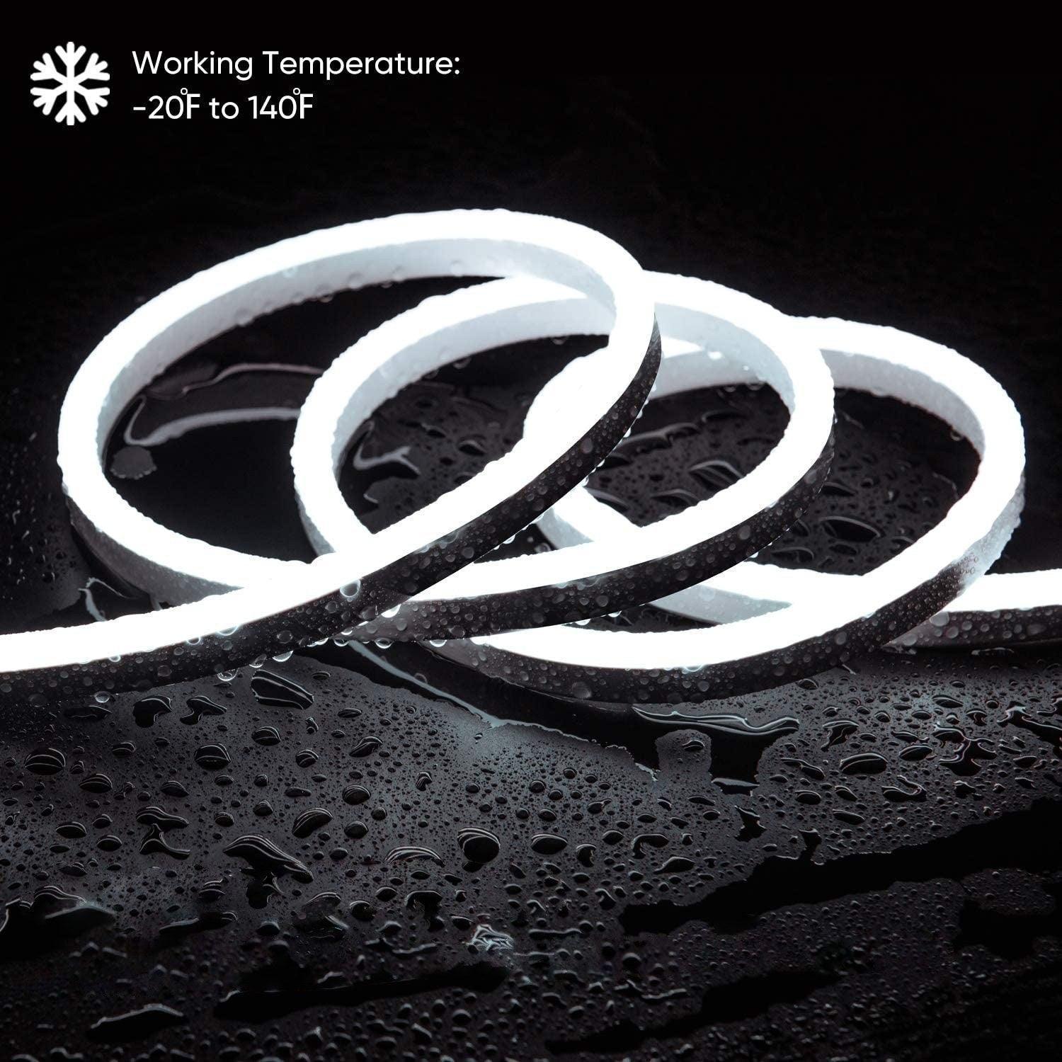 Cool White LED Neon Flex 220V 240V 8x16mm 120LEDs/m IP67 Waterproof with UK Plug - ATOM LED