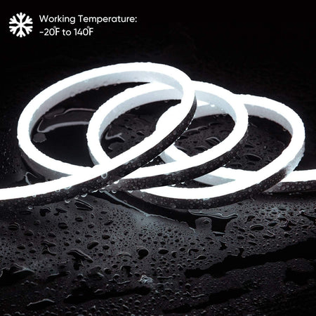 Cool White LED Neon Flex 220V 240V 8x16mm 120LEDs/m IP67 Waterproof with UK Plug - ATOM LED