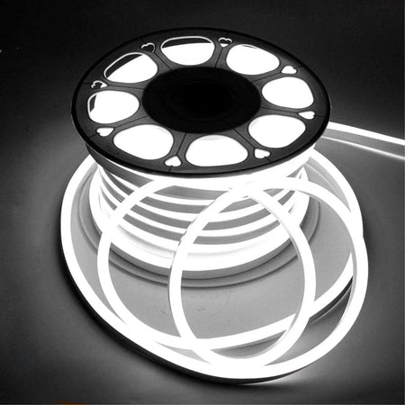 Cool White LED Neon Flex 220V 240V 8x16mm 120LEDs/m IP67 Waterproof with UK Plug - ATOM LED
