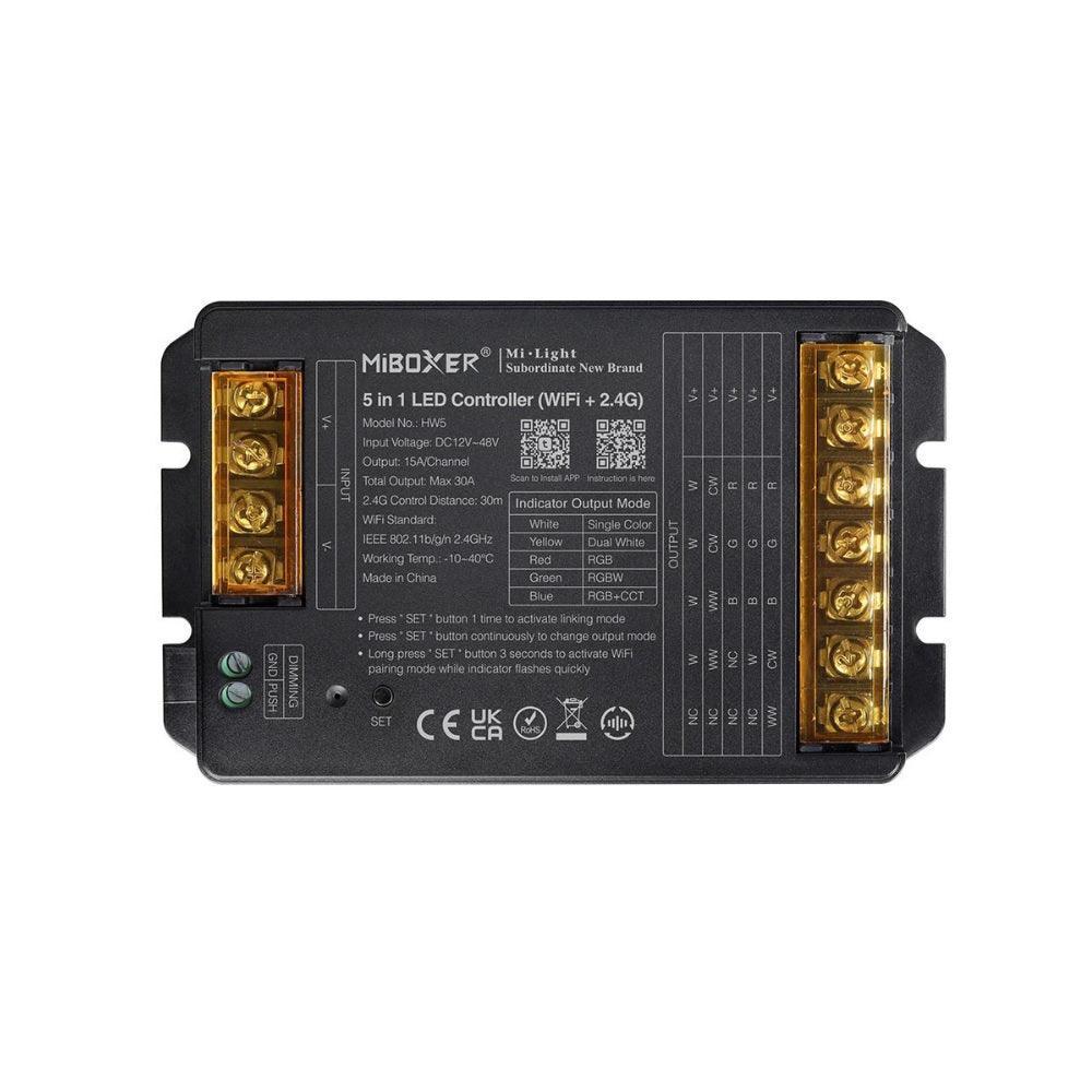 MiBoxer HW5 5 In 1 WiFi Smart Strip LED Strip Dimmers Controller 12V-48V — House of LEDs UK