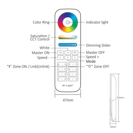 Miboxer 8 Zone RGB+CCT Remote FUT089 — view 3 — House of LEDs UK