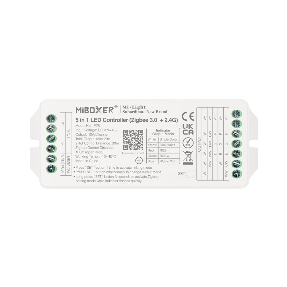 Miboxer 5 in 1 LED Controller (Zigbee 3.0 + 2.4G) Output Max 20A PZ5 — House of LEDs UK