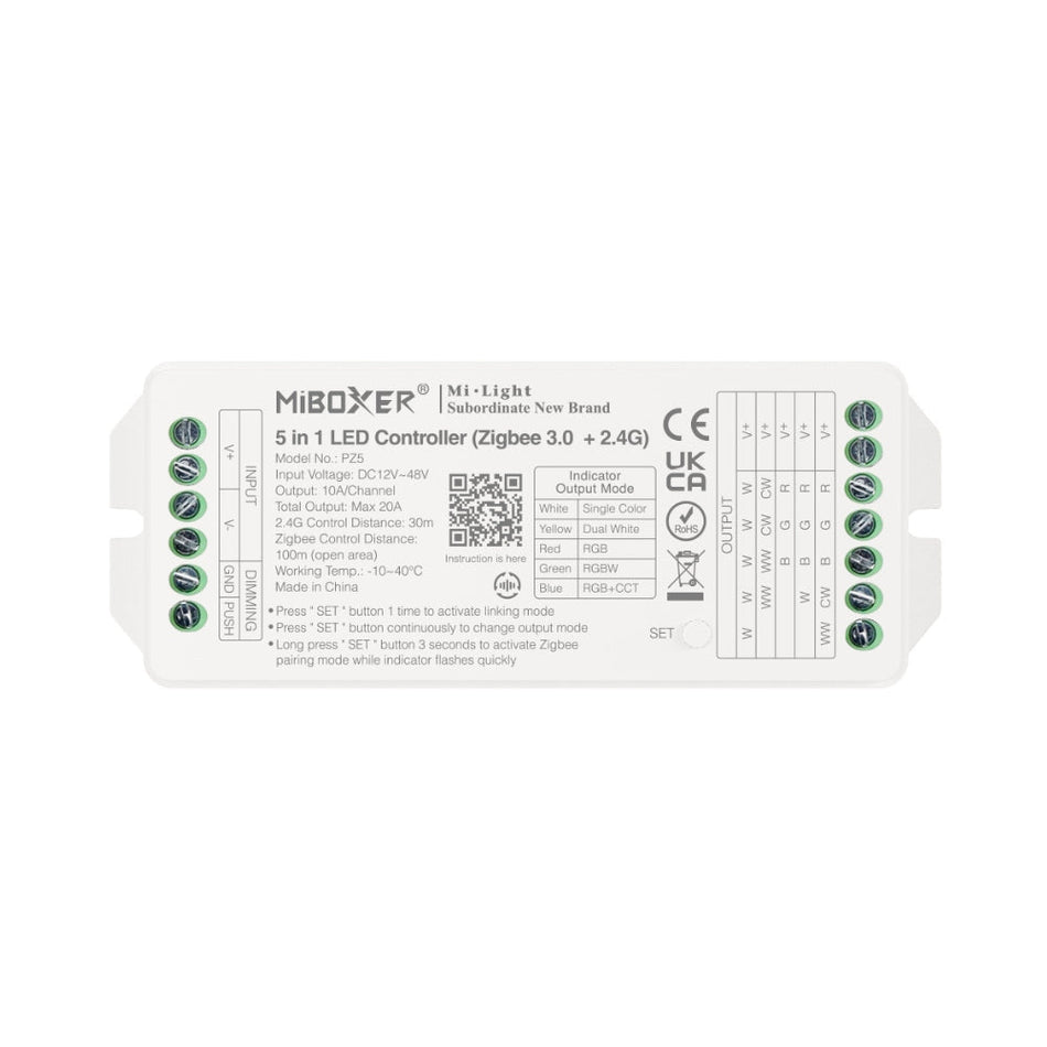 Miboxer 5 in 1 LED Controller (Zigbee 3.0 + 2.4G) Output Max 20A PZ5 — House of LEDs UK