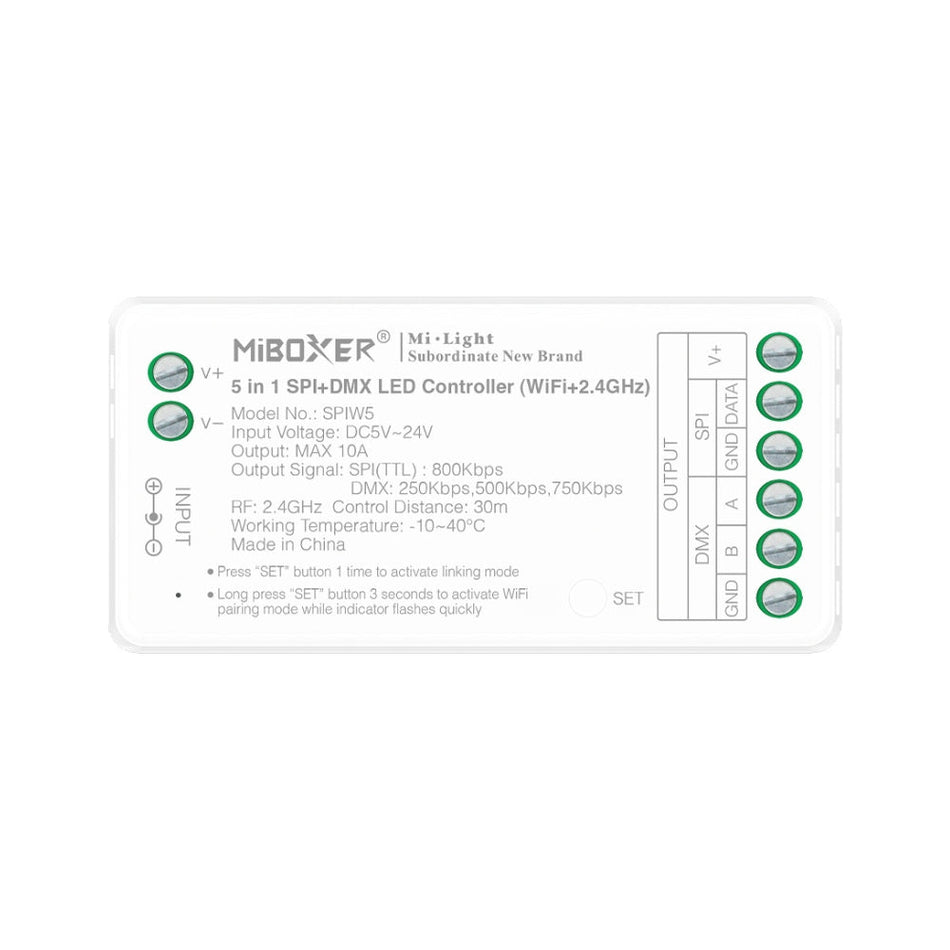 Miboxer 5 in 1 SPI+DMX LED Controller (WiFi+2.4G) SPIW5 — House of LEDs UK